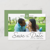 Green Chic Custom Photo Instant Engaged Couple Save The Date (Vorne/Hinten)