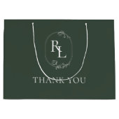 Green | Chic Floral Monogram Wedding Vielen Dank Große Geschenktüte (Vorderseite)