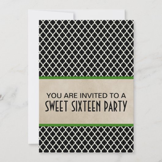 Green Chic Quarto Sweet 16 Einladung (Vorderseite)