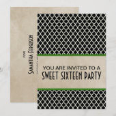 Green Chic Quarto Sweet 16 Einladung (Vorne/Hinten)