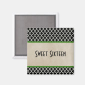 Green Chic Quarto Sweet 16 Magnet (Vorderseite/Rückseite)