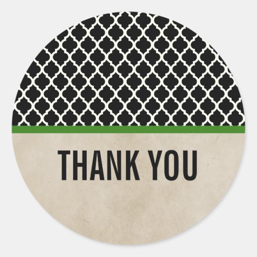 Green Chic Quatrefolie Danke Stickers (Vorderseite)