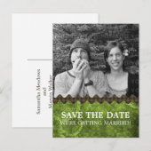 Green Chic Steampunk Foto Save the Date Postkarte (Vorne/Hinten)