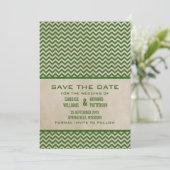 Green Chic Zickzack Save the Date einladen (Stehend Vorderseite)