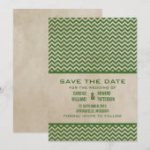 Green Chic Zickzack Save the Date einladen (Vorne/Hinten)