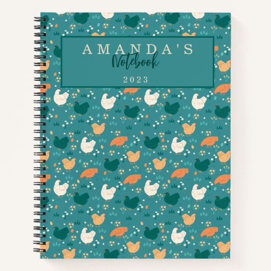 Green Chicken Farmhouse Notizblock (Vorderseite)