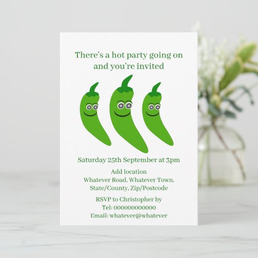 Green Chili Pepper Einladung (Stehend Vorderseite)