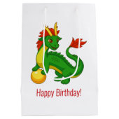 Green Chinese Dragon Birthday Mittlere Geschenktüte (Rückseite)