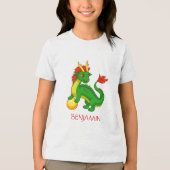 Green Chinese Dragon Custom Name Tri-Blend Shirt (Vorderseite)