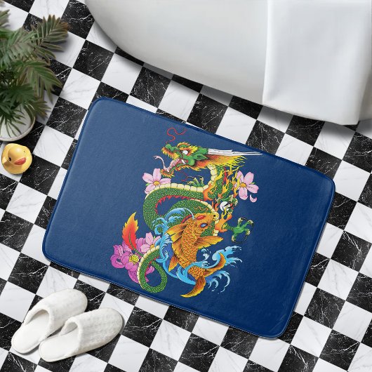 Green Chinese Dragon Koi Badematte