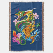 Green Chinese Dragon Koi Decke (Vorderseite Vertikal)