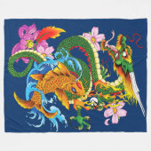 Green Chinese Dragon Koi Fleecedecke (Vorderseite (Horizontal))