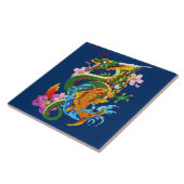 Green Chinese Dragon Koi Fliese (Seite)