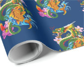 Green Chinese Dragon Koi Geschenkpapier (Rolleneckpunkt)