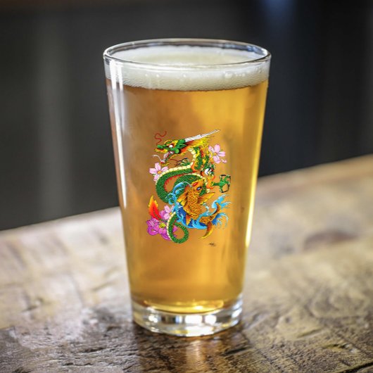 Green Chinese Dragon Koi Glas