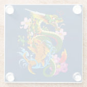 Green Chinese Dragon Koi Glasuntersetzer (Rückseite)