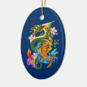 Green Chinese Dragon Koi Keramik Ornament (Links)