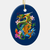 Green Chinese Dragon Koi Keramik Ornament (Hinten)