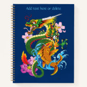 Green Chinese Dragon Koi Notizblock (Vorderseite)