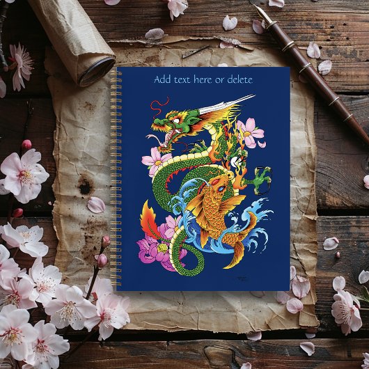 Green Chinese Dragon Koi Notizblock