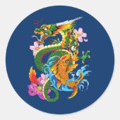 Green Chinese Dragon Koi Runder Aufkleber (Vorderseite)