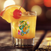 Green Chinese Dragon Koi Schnapsglas