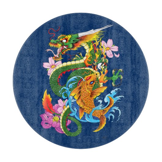 Green Chinese Dragon Koi Schneidebrett (Vorderseite)