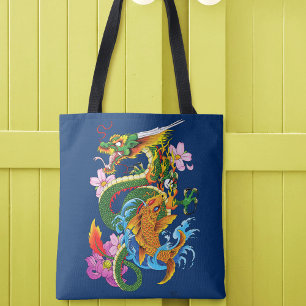 Green Chinese Dragon Koi Tasche