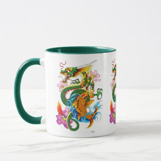 Green Chinese Dragon Koi Tasse (Links)