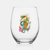 Green Chinese Dragon Koi Weinglas Ohne Stiel (Vorderseite)