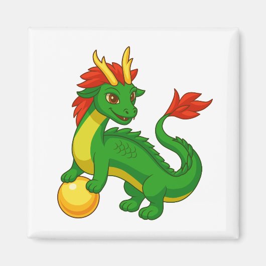 Green Chinese Dragon Magnet (Vorne)