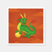 Green Chinese Dragon on Red Serviette (Vorderseite)