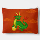 Green Chinese Dragon on Red Zubehörtasche (Rückseite)