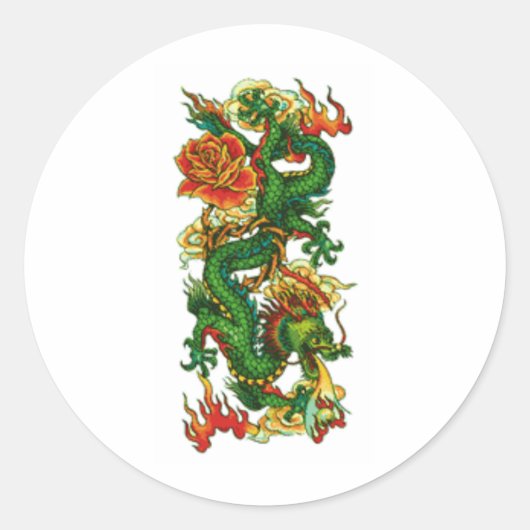 GREEN CHINESE DRAGON RUNDER AUFKLEBER (Vorderseite)