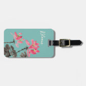 Green Chinoiserie Bloom Quote Lotus Blume Gepäckanhänger (Vorderseite horizontal)