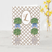 Green Chinoiserie Ginger Jar Jars Topiary Basket Karte (Gelbe Blume)