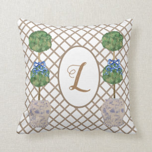 Green Chinoiserie Ginger Jar Jars Topiary Basket Kissen