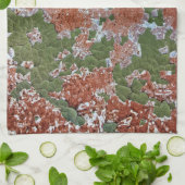 Green Chipping Paint Rusted Metal Muster Geschirrtuch (Gefaltet)