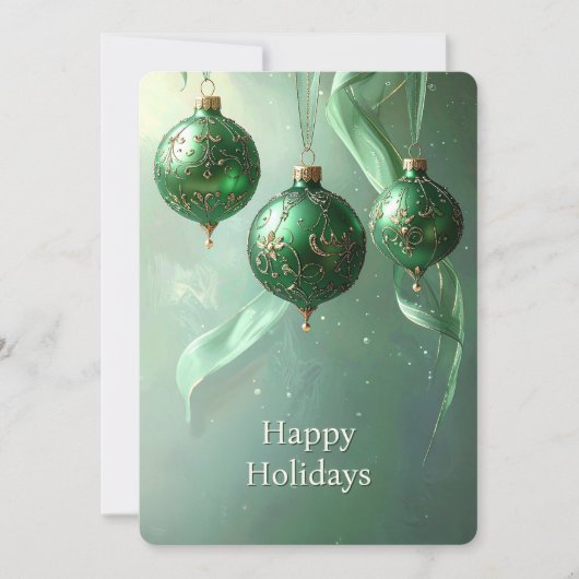 Green Christmas Ball Holiday Card Feiertagskarte (Vorderseite)