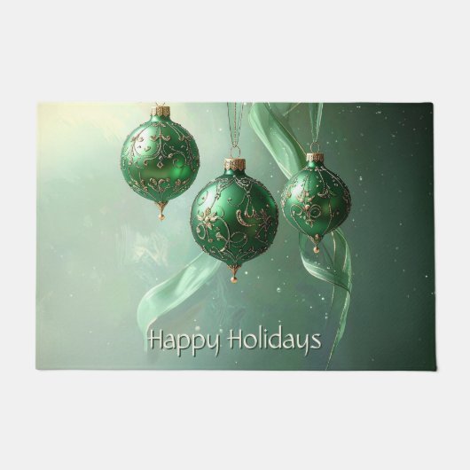 Green Christmas Ball Holiday Doormat Fußmatte (Vorderseite)