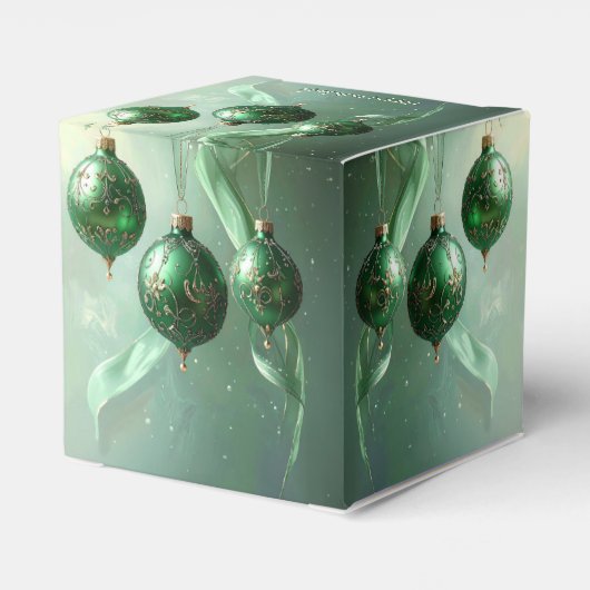 Green Christmas Ball Holiday Favor Box Geschenkschachtel (Rückseite)
