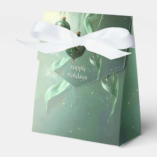 Green Christmas Ball Holiday Favor Box Geschenkschachtel (Vorderseite)