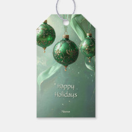 Green Christmas Ball Holiday Gift Tag Geschenkanhänger