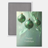 Green Christmas Ball Holiday Magnet (Vorderseite/Rückseite)