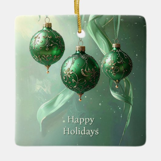 Green Christmas Ball Holiday Ornament (Vorderseite)