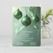 Green Christmas Ball Holiday Party Invitation Einladung (Stehend Vorderseite)