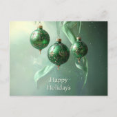 Green Christmas Ball Holiday Postcard Postkarte (Vorderseite)