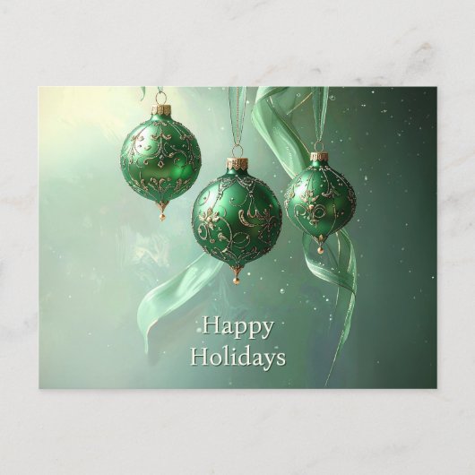 Green Christmas Ball Holiday Postcard Postkarte (Vorderseite)