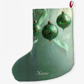 Green Christmas Ball Holiday Stocking Großer Weihnachtsstrumpf (Rückseite)