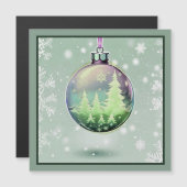 Green Christmas Ball Magnetkarte (Vorne/Hinten)
